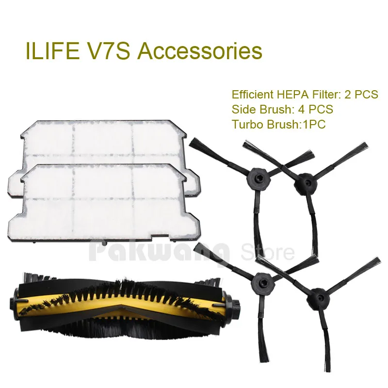 Оригинальный iLife v7s робот пылесос части эффективный фильтр hepa 2 шт. боковая щетка 4
