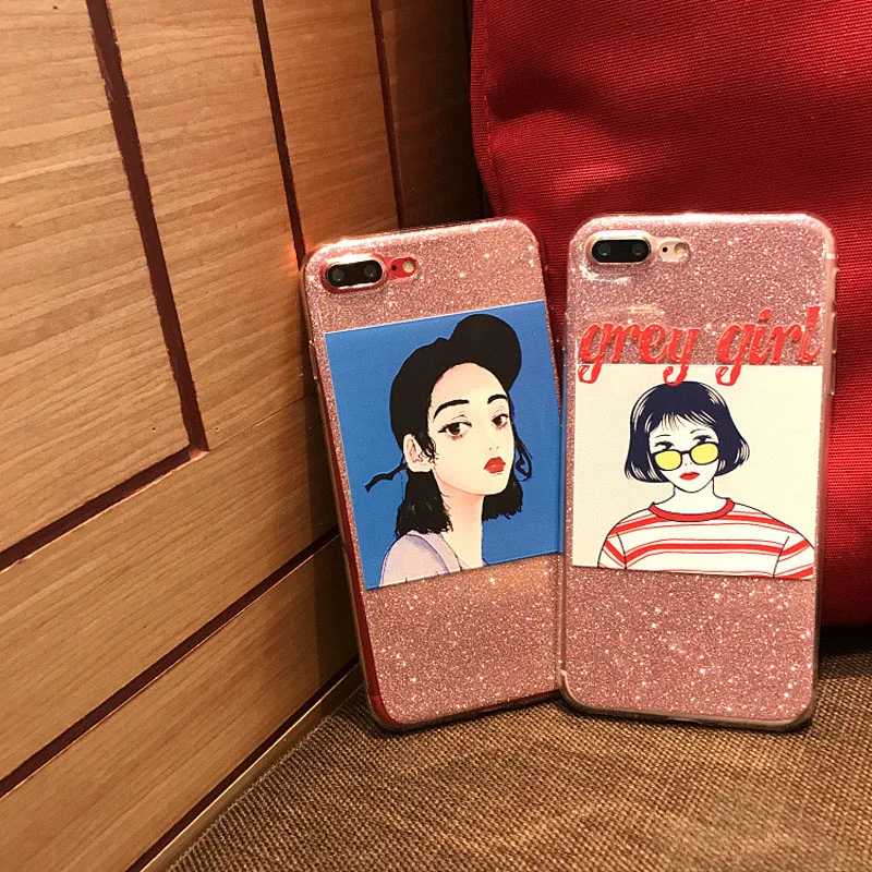 JiBan 2 в 1 для iPhone X корейский милый блестящий чехол девочек с надписью на английском