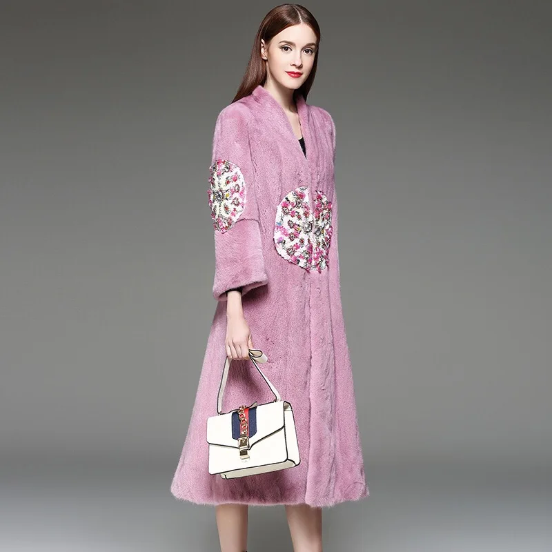 2021 брендовая роскошная женская куртка из натурального меха норки длинный стиль с