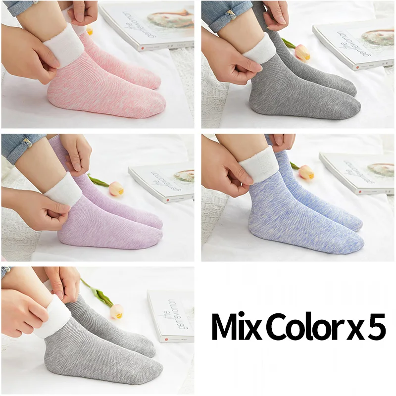 Color 11 5 пар, женские утепленные теплые носки-тапочки, зимние теплые шерстяные кашемировые зимние носки, бесшовное бархатное сапоги для мужчин - Цвет: Color 11