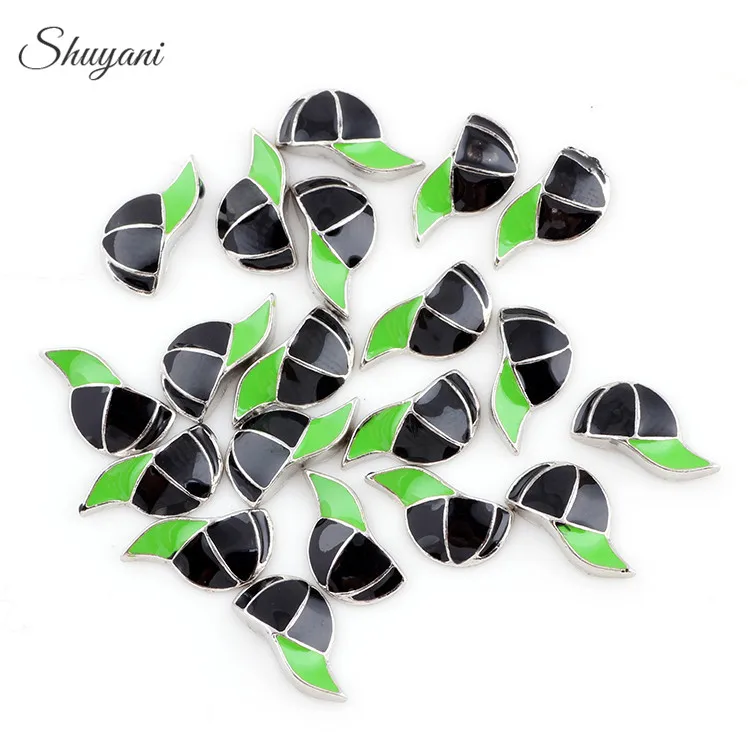 F224 Модные 20 шт./лот эмаль бейсболка амулеты сплав шляпа плавающий медальон для