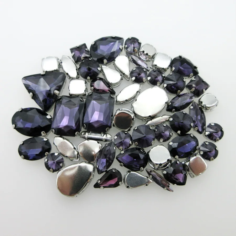 Amethyst Формы микс 50 шт./упак. серебро коготь Установка; обувь с блестящими стразами пришить стразы торжественное платье одежда, обувь, сумки, diy цветные отделка - Цвет: Amethyst