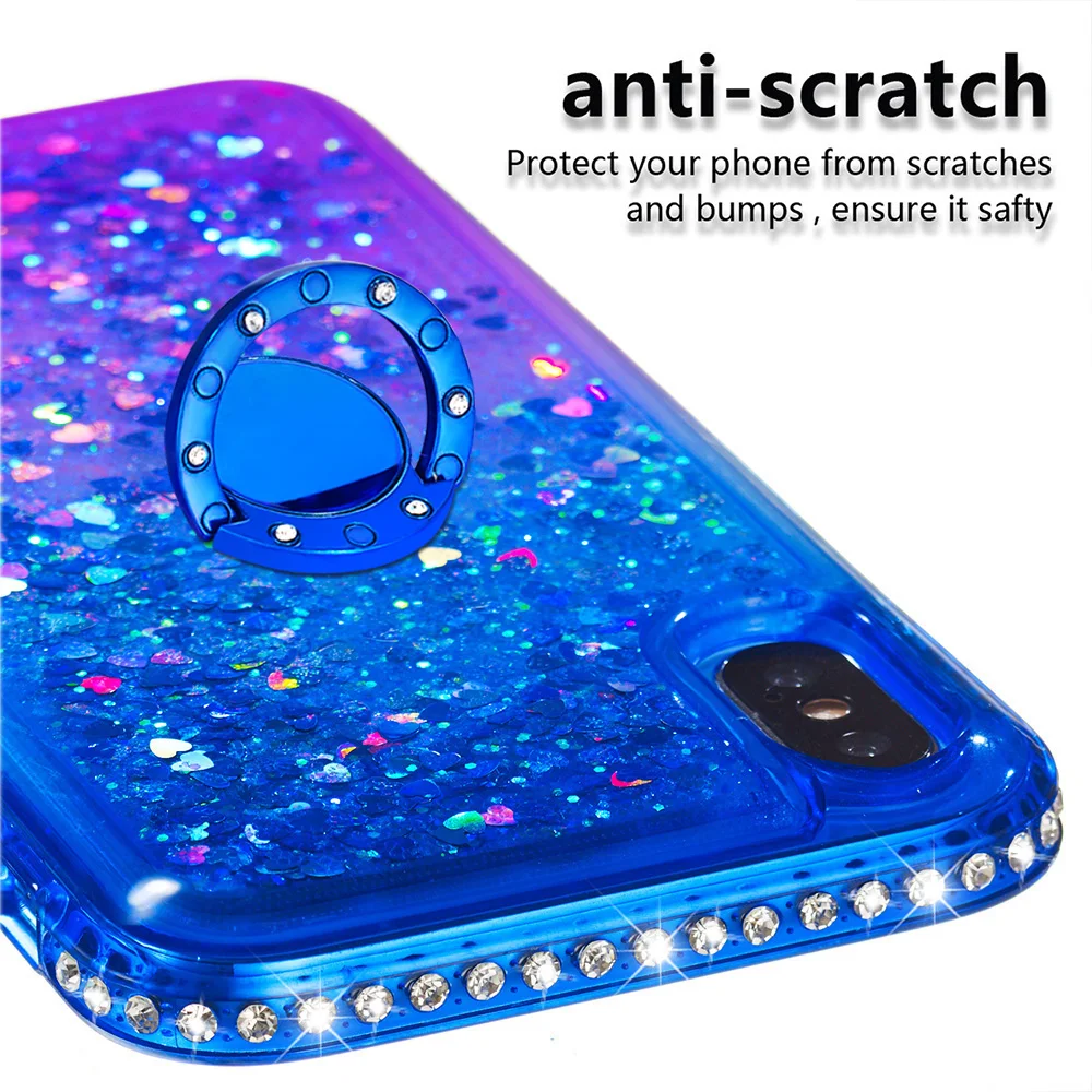 Quicksand bling Phone Case For iPhone X XR XS Cover TPU Back Max With Ring Buckle Bracket Coque Fundas |