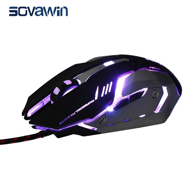 Немой дышать LED оптическая мышь игры мыши 3200 точек/дюйм 6 Кнопка 140 см проводная