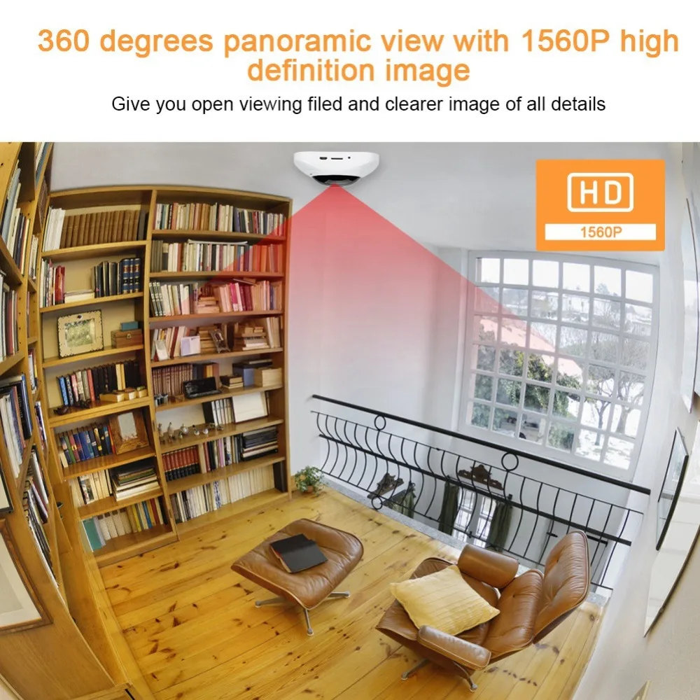 360 градусов панорамная ONVIF Wifi IP камера видеонаблюдения 1.3MP беспроводная рыбий