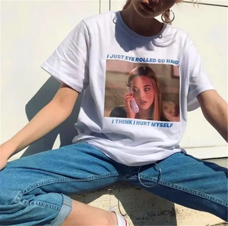 Модная женская футболка с надписью I Just Eye Tumblr 90s гранж белая по мотивам фильма