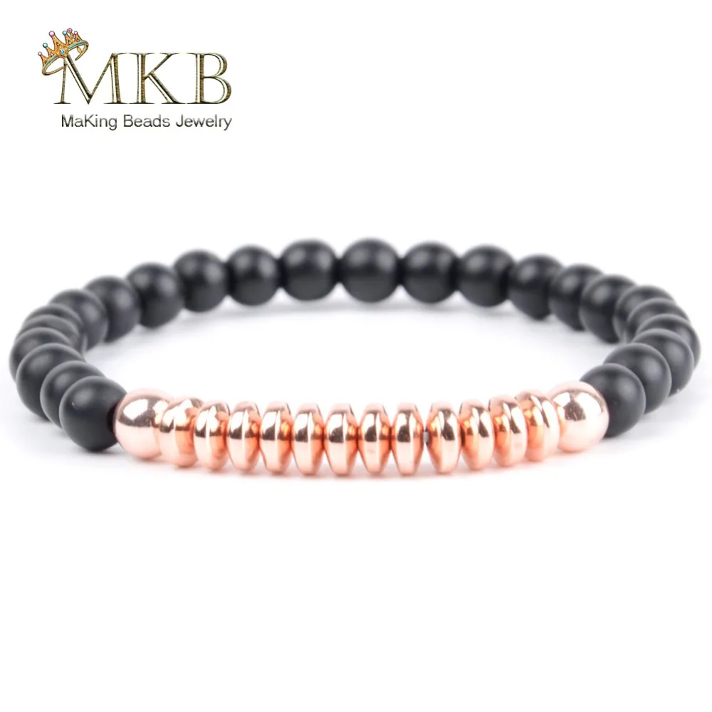 Прямая поставка мужской браслет из натурального камня 6 мм матовый черный агат