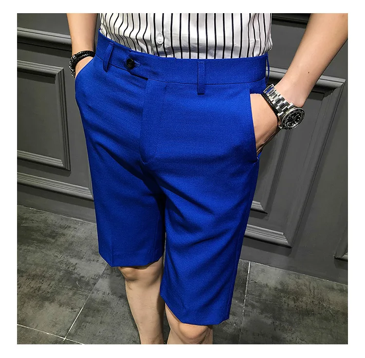 Короткий костюм брюки мужские платья брюки красные пятые Брюки Slim Fit Королевский синий Pantalon Slim Homme летние шорты Calca Social casual