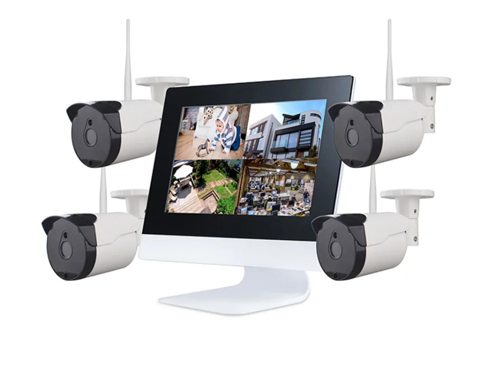 ZB WKM604 2 4G 4CH набор для беспроводного видеонаблюдения 4 wifi IP 720 P ip камеры с 12 дюймов
