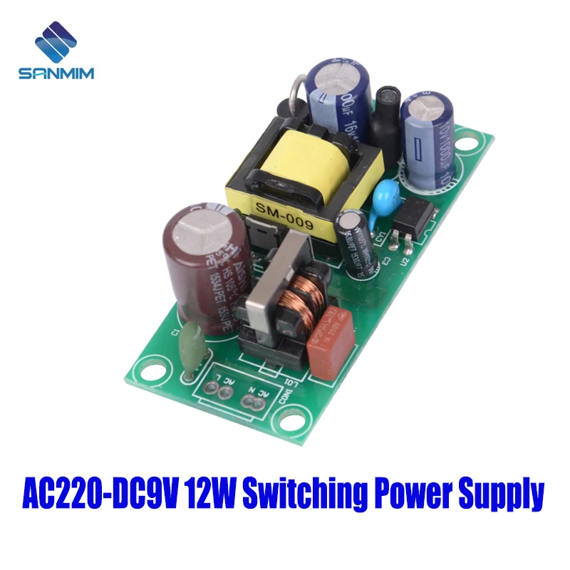 Фото SANMIN AC220V-DC9V 1.35A 12 Вт источник питания изолированный Переключатель Блок питания 220-9 в голая плата PLF12B9V №1