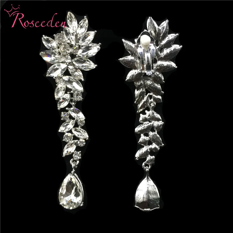 ear clip earrings Модные цветочные сверкающие Висячие Сережки для пирсинга и ушные серьги Элегантные Очаровательные свадебные серьги для женщин подарок RE3341 - Окраска металла: ear clip earrings
