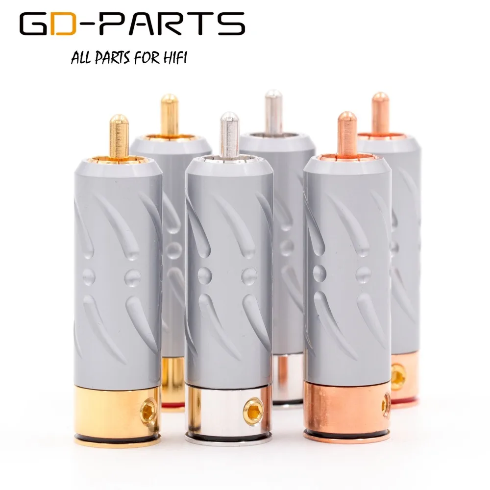 Conector de Cobre Viborg Macho Plug Puro Alta Fidelidade Áudio Sinal Entrada Terminal 24k Ouro Ródio Chapeado 99.995% Rca
