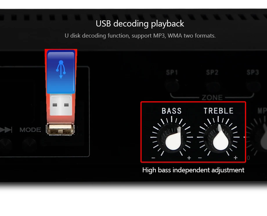 Oupushi PA Bluetooth 3 зоны усилители 80 Вт домашнего использования мини микшер USB Bluetooth усилитель с потолочным динамиком, настенный динамик