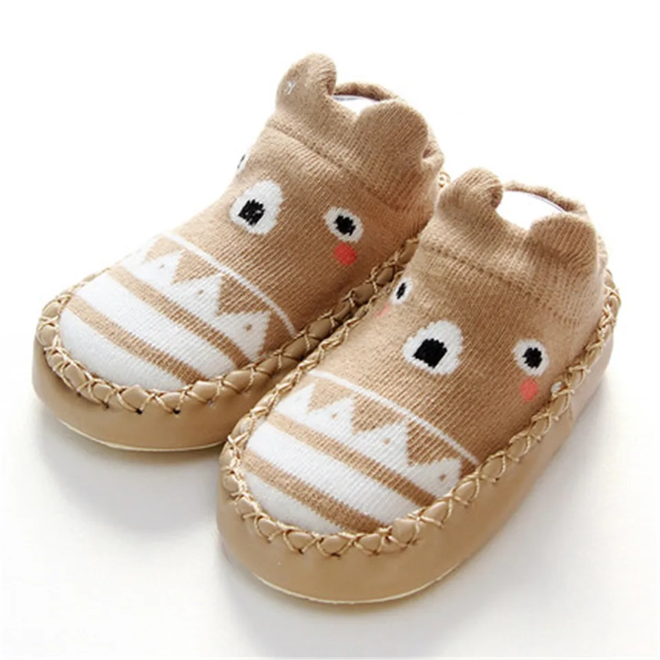 Khaki Модные детские носочки с резиновой подошвой, носки для новорожденных, Meias, весенние детские носки для пола, обувь с нескользящей мягкой подошвой, Sokken - Цвет: Khaki