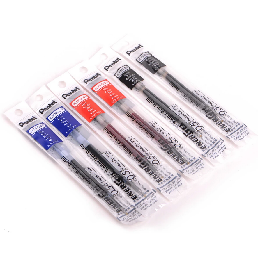 12pcs/lot Japan premium quick drying needle tip 0.5mm gel pen refill high quality smoothly writing roller Pentel LRN5 | Канцтовары для