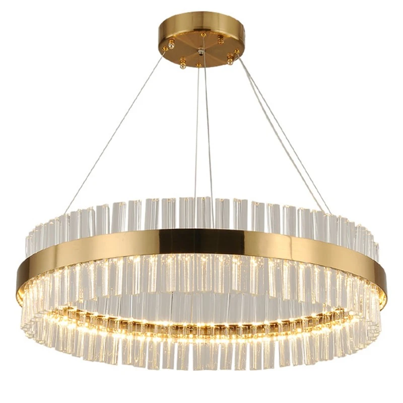 

Postmodern Style Circular Ring LED Pendant Lamp Crystal Gold Luxurious Living Room Large LED Chandelier For Restaurant Bedroom