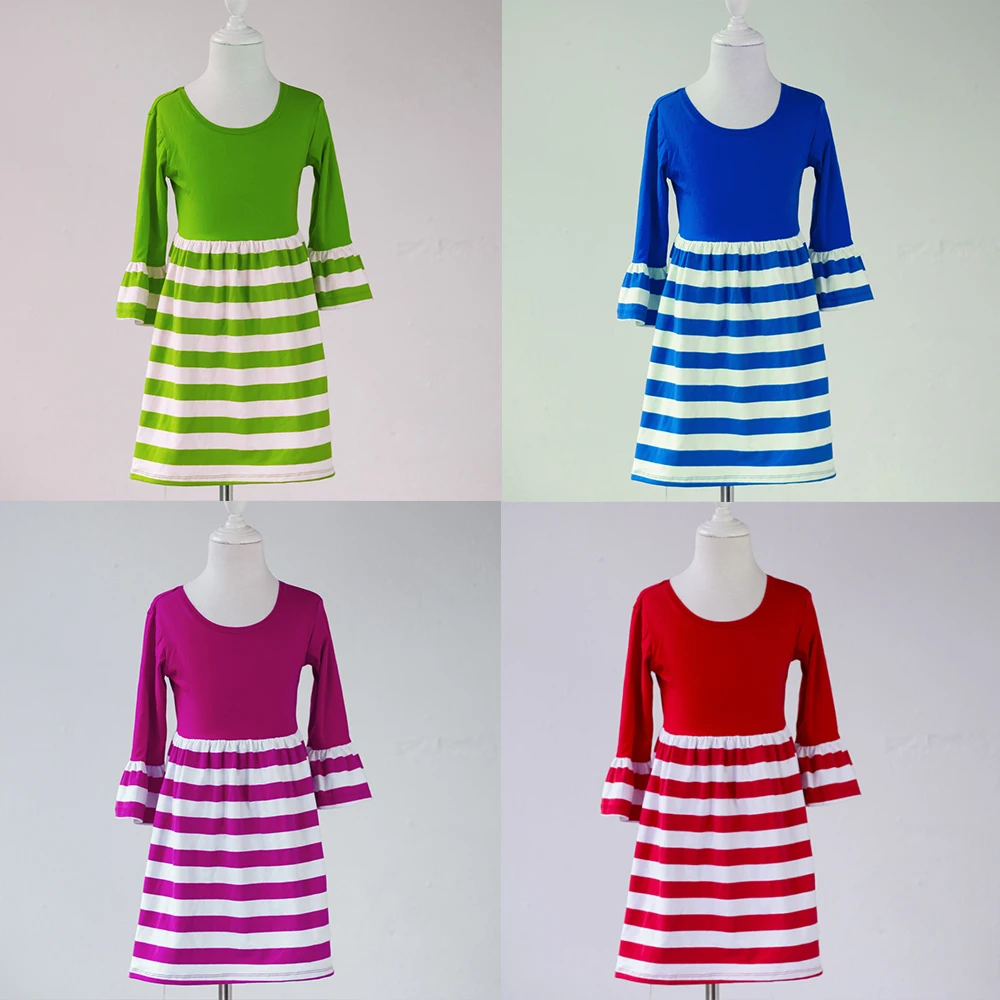 

Китайские товары, Осень-зима, высококачественное Хлопковое платье с расклешенными рукавами, Модное теплое платье в полоску с длинным рукав...