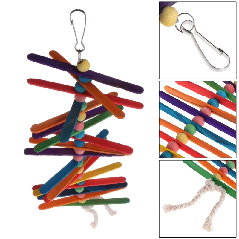 Попугай Игрушка красочные деревянные эскимо бусины птица качели Радуга висячая