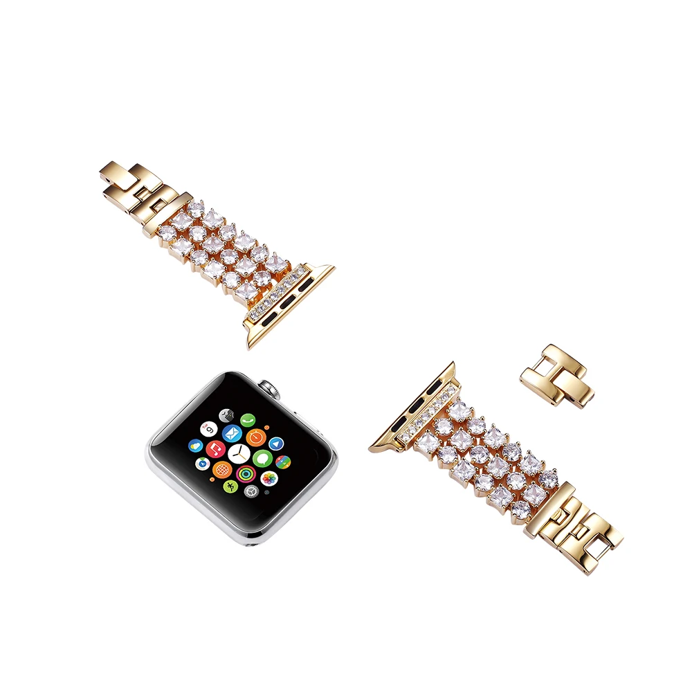 Роскошный Бриллиантовый Браслет для Apple Watch iWatch серии 1 2 3, стразы, ремешок из нержавеющей стали 38 мм 42 мм, браслет