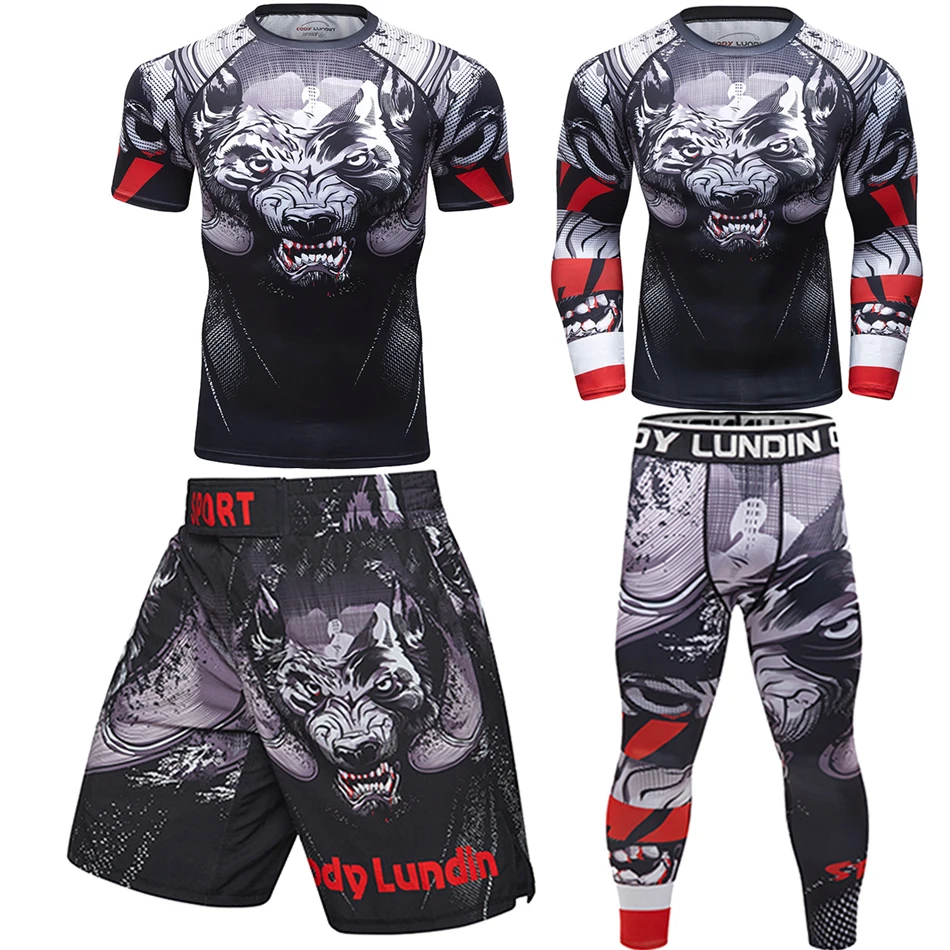 Рашгард MMA боксерские майки мужские дышащие Bjj GI MMA футболки шорты наборы кикбоксинг, муай-тай Fightwear 3D печать спортивный костюм