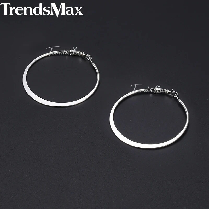 Серьги-кольца Trendsmax KGEM20 женские круглые золотистые плоские сережки бижутерия для