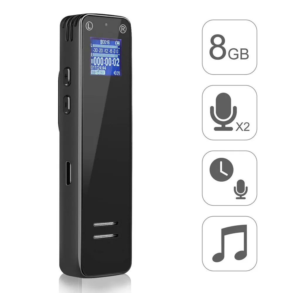 Цифровой Аудио Диктофон V16 8G Профессиональный диктофон мини mp3-плеер AGC