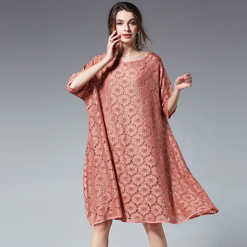 Женское летнее платье 2018 большие размеры женские кружевные вечерние ажурные