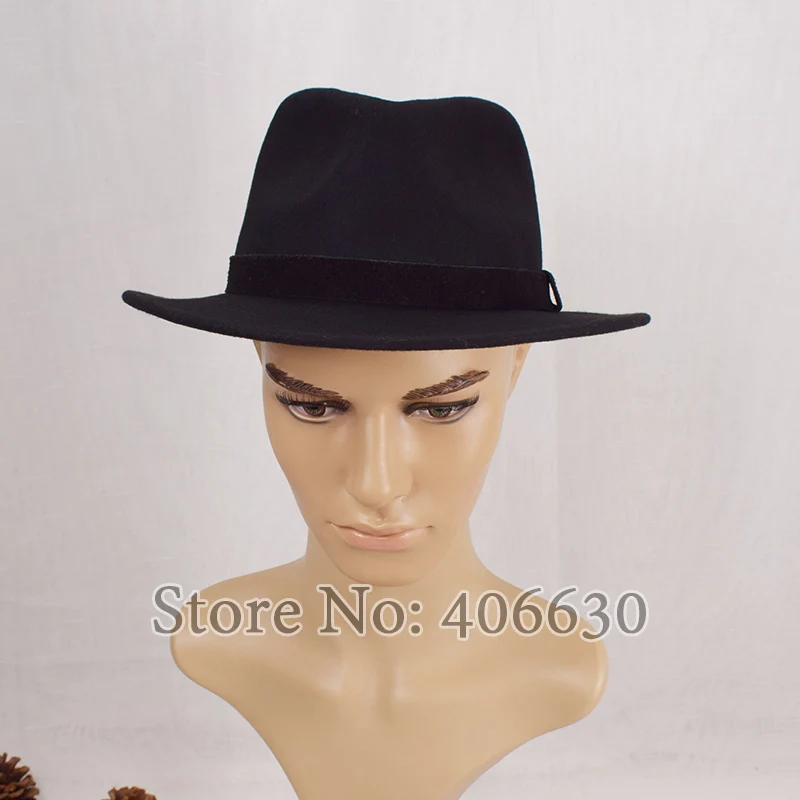 Зимние шапки с широкими полями черные фетровые Chapeu Masculino мужские Trilby Панама