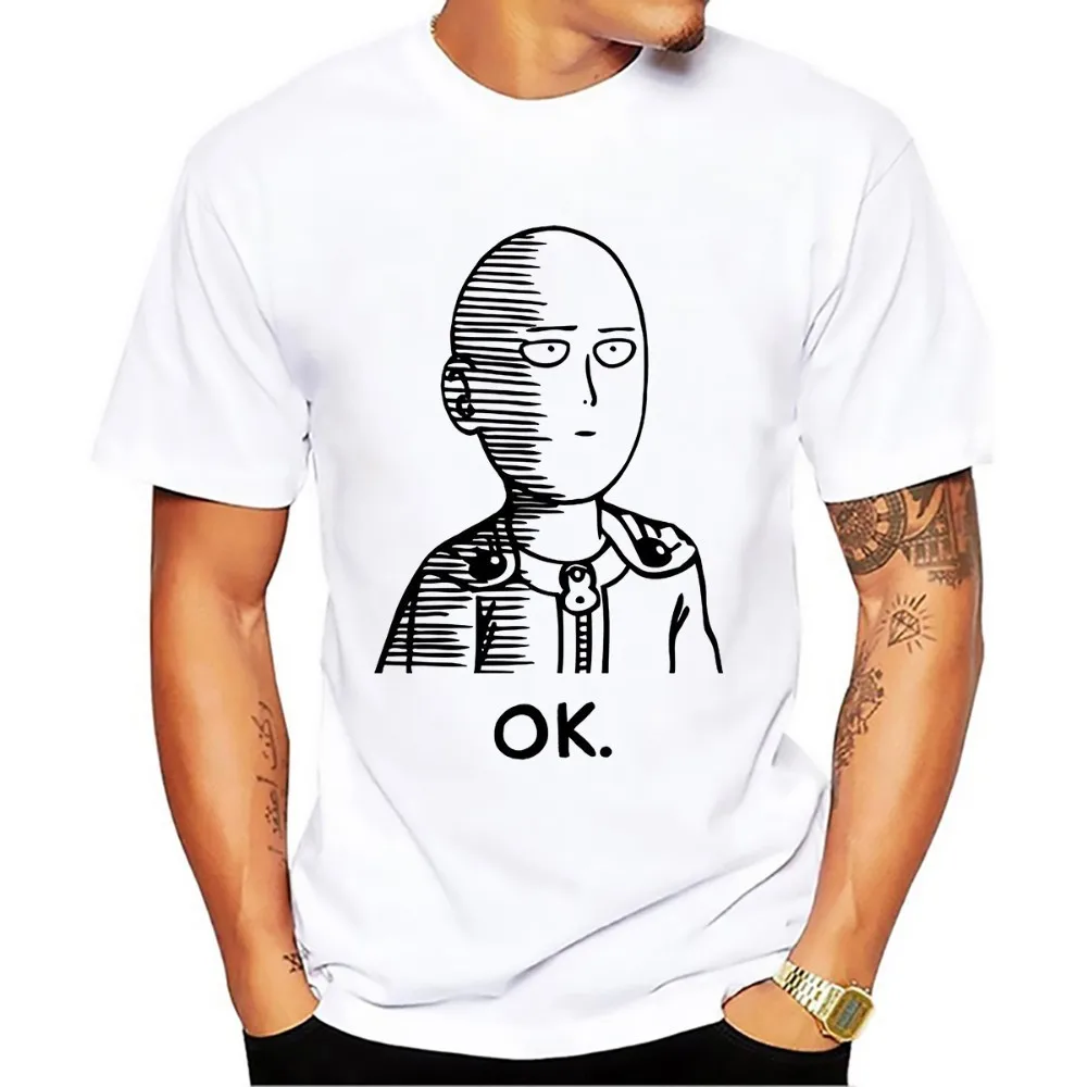 Забавная Мужская футболка OK HERO ONE PUNCH новинка белая Повседневная мужская большого