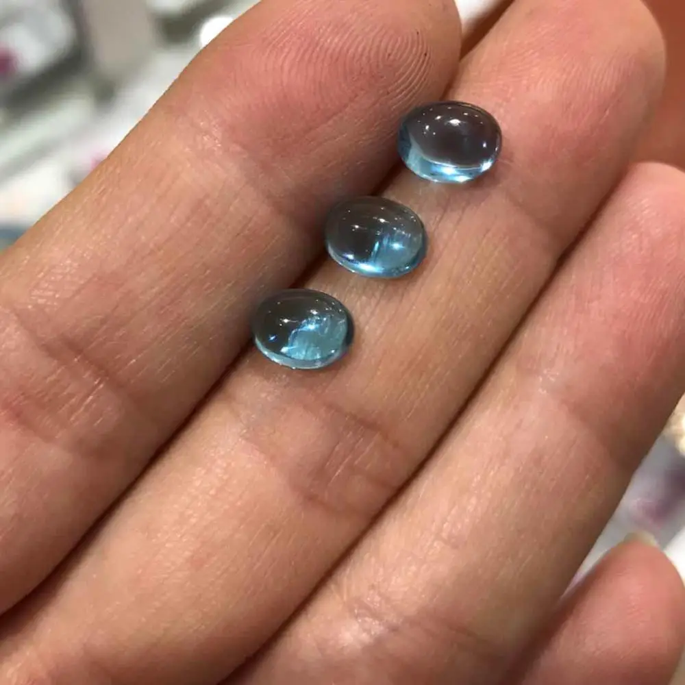 5 mm x 7mm 6 мм x 8 мм натуральный светильник из настоящего драгоценного камня синий чистый топаз Овальной Огранки Свободный Камень - Цвет: 5 mm x 7mm