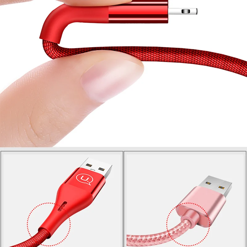 Телефонный кабель для освещения USB USAMS зарядный передачи данных нейлоновый