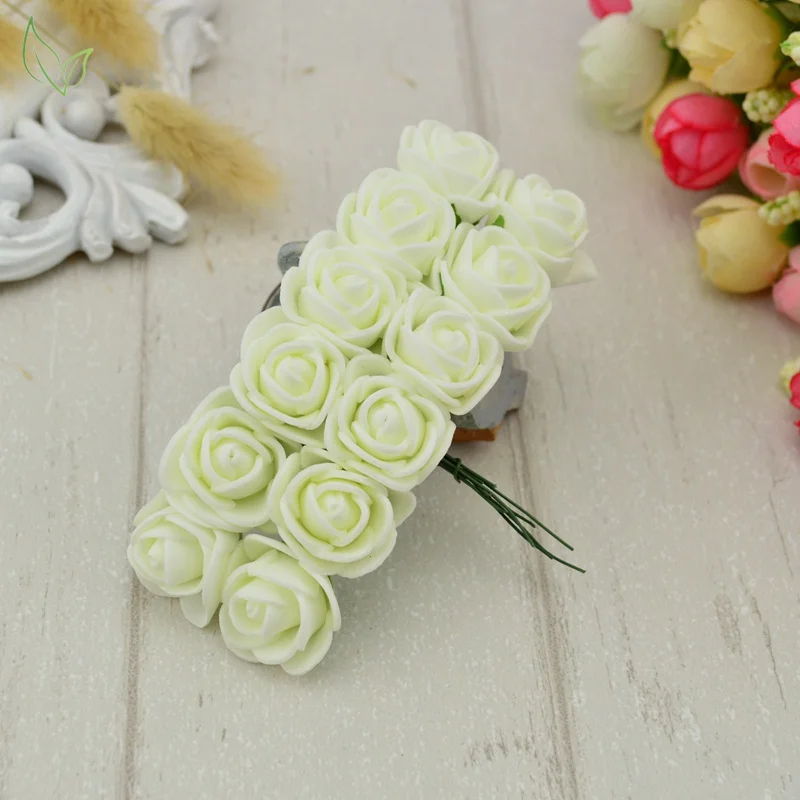 12 шт/Букет мини пенные розы искусственные цветы для дома Свадебные украшения