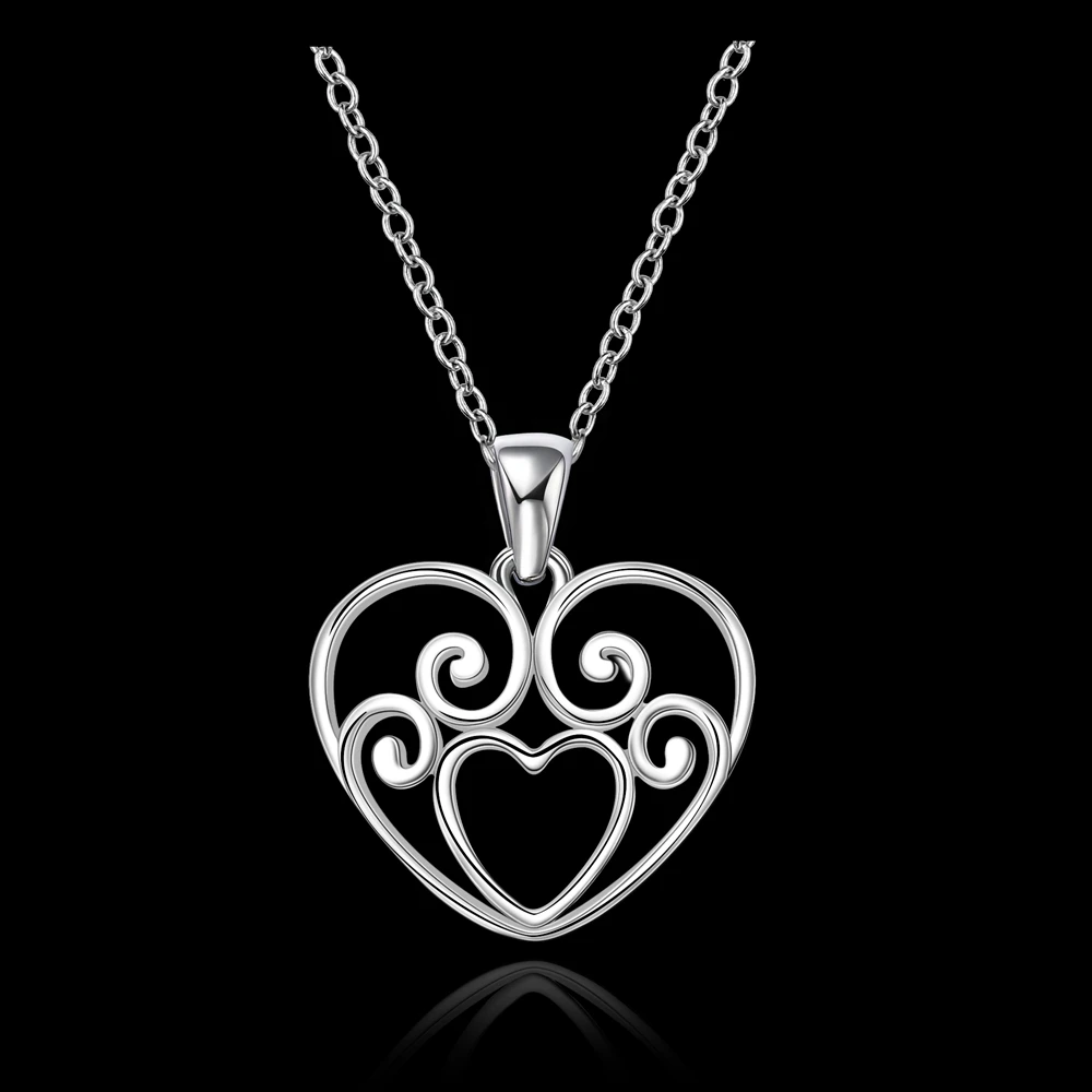 Free Shipping Fashion Heart Shape Zircon Silver Necklace Love Pendant 925 Sterling | Украшения и аксессуары