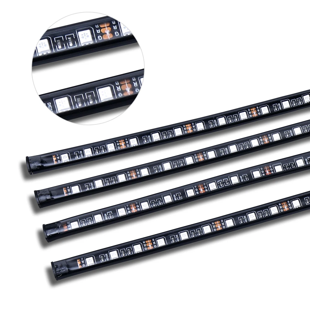 Автомобильная полоса RGB LED Atmosphere DRL Strip Light с пультом дистанционного управления/музыкой/голосом для украшения внутреннего пола автомобиля и подсветки сигаретника.