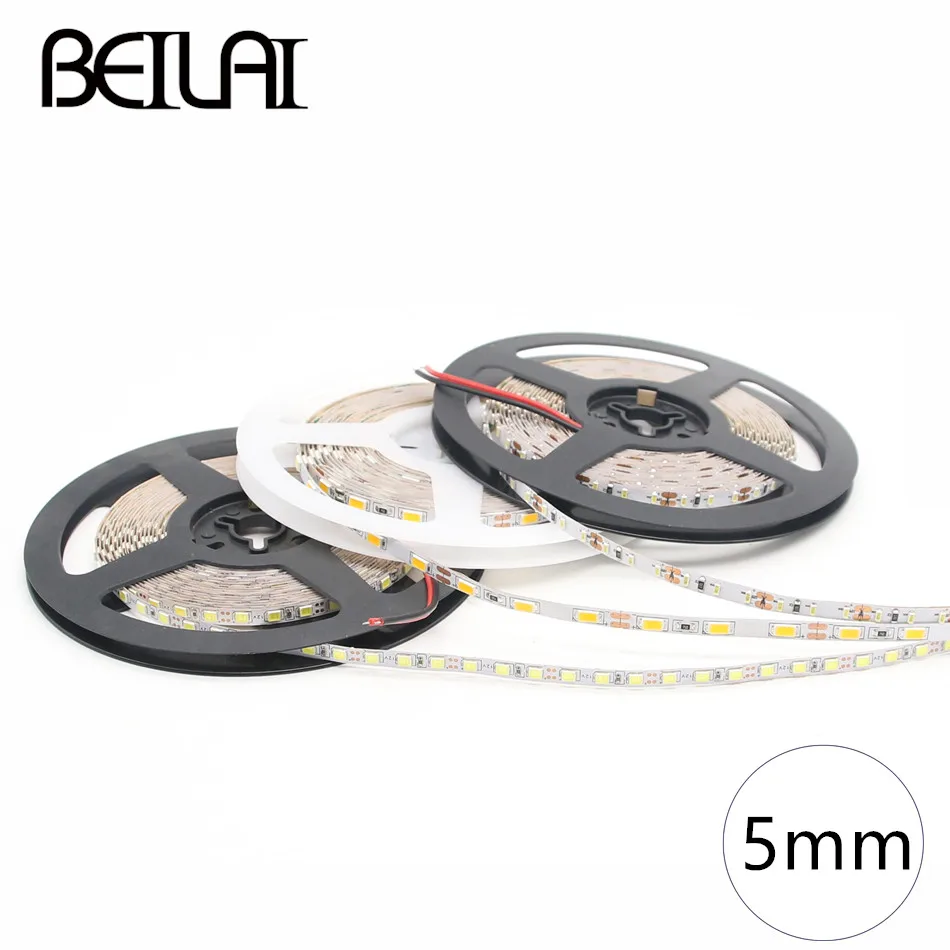 DC 12V Fita LED Strip 5M 300LED 600LED SMD 2835 3014 5630 Not Waterproof 5mm ultra-narrow panel Tira Light Flexible Neon Luz | Освещение