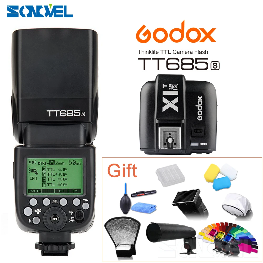 

TT685S Godox TTL HSS GN60 Speedlite Flash + X1S передатчик триггера для Sony A7 II A7R A7S A7RII A7SII A6300 A6500 A6100 A6000