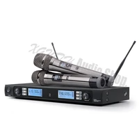 wireless handheld microphone system uhf liquid crystal display adjustable frequency with 2 handheld mic antenna