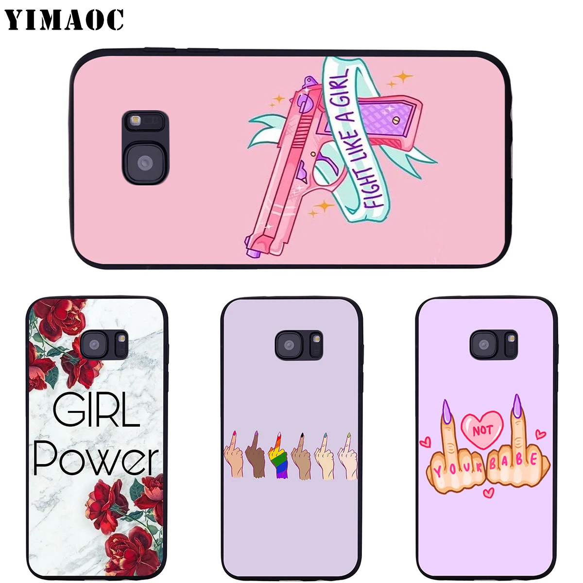 Мягкий силиконовый чехол YIMAOC Girl Power для Samsung Galaxy S6 S7 Edge S8 S9 Plus A3 A5 A6 Note 8 9|Бамперы| |