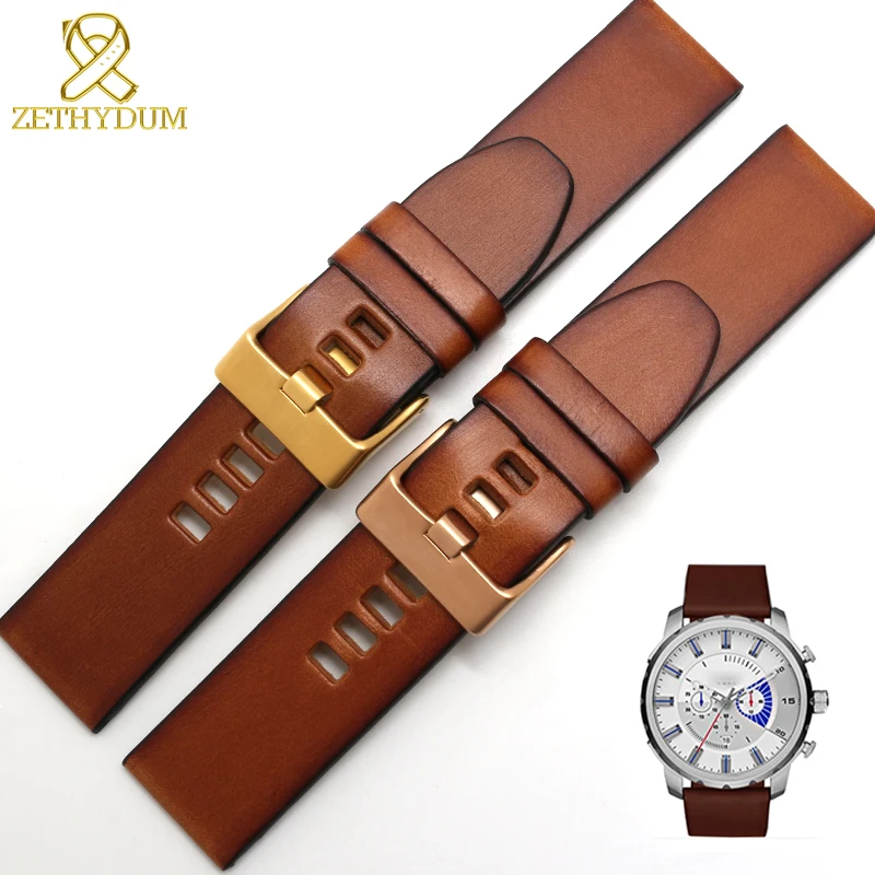 Genuine leather bracelet 24mm 26mm watchband for diesel watch strap wristwatches band DZ4283 DZ7334 DZ7263 DZ4281 DZ4318 | Наручные часы