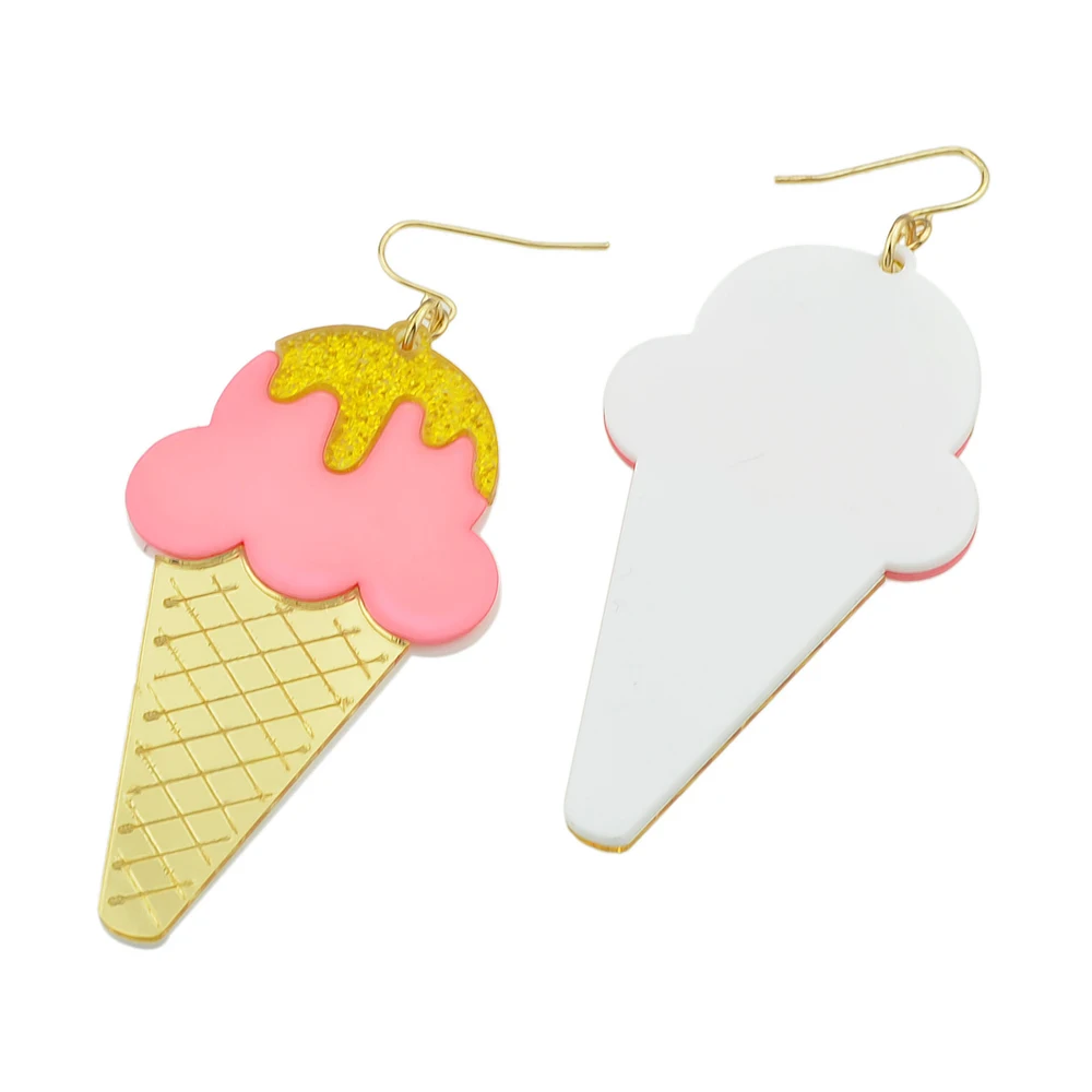 Панк рок Стиль Висячие серьги желтый розовый акрил Карамельный цвет большой
