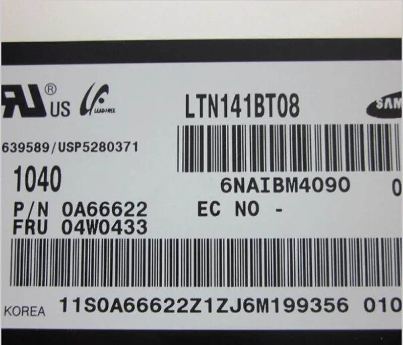 

14,1 LTN141BT08, Ibm T400S T410S 1440*900