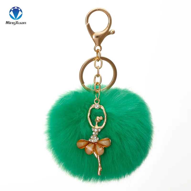 Помпон porte clef pompom de fourrure, цветные брелки из искусственного меха, пушистые Брелоки для ключей, балерина, помпон для девочек, брелок llavero