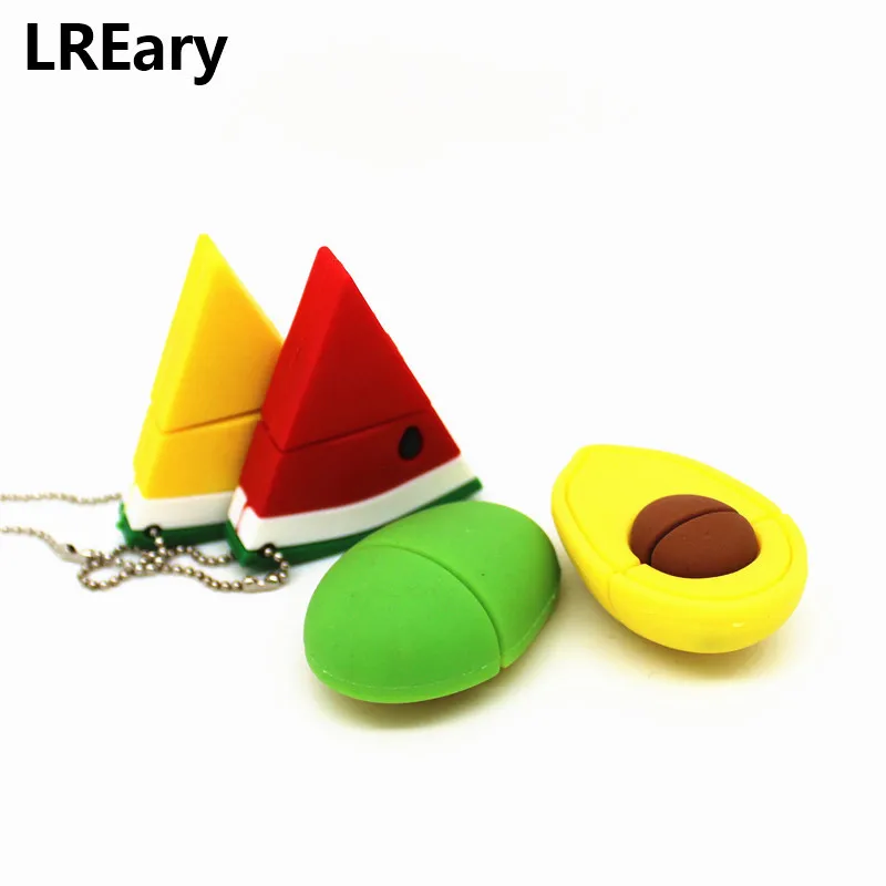 Флешка с фруктами, USB флеш-накопитель, 4 ГБ, 8 ГБ, 16 ГБ, 32 ГБ, 64 ГБ, мультяшная USB флешка с бананом, карта памяти арбуз, флэш-диск, авокадо/вишня