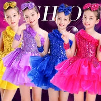 new girl bling sequins performing stage dance costume childrens performance splendor bubble dress jq 333