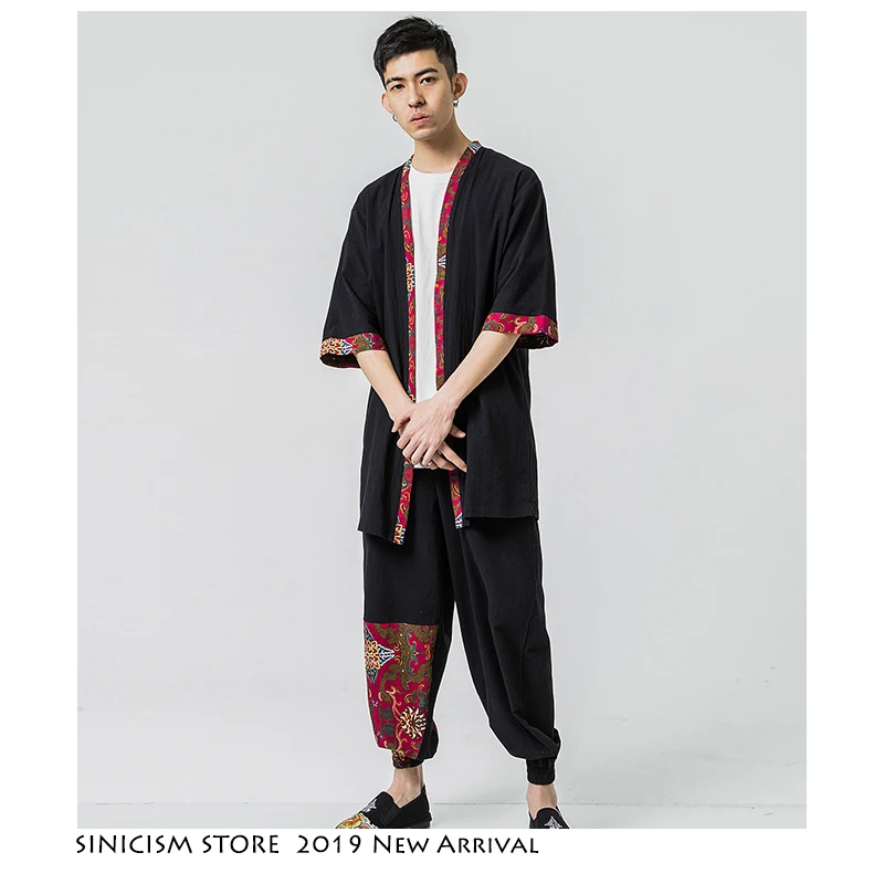 Мужской Хлопковый спортивный костюм Sinicism Store красный в китайском стиле для лета