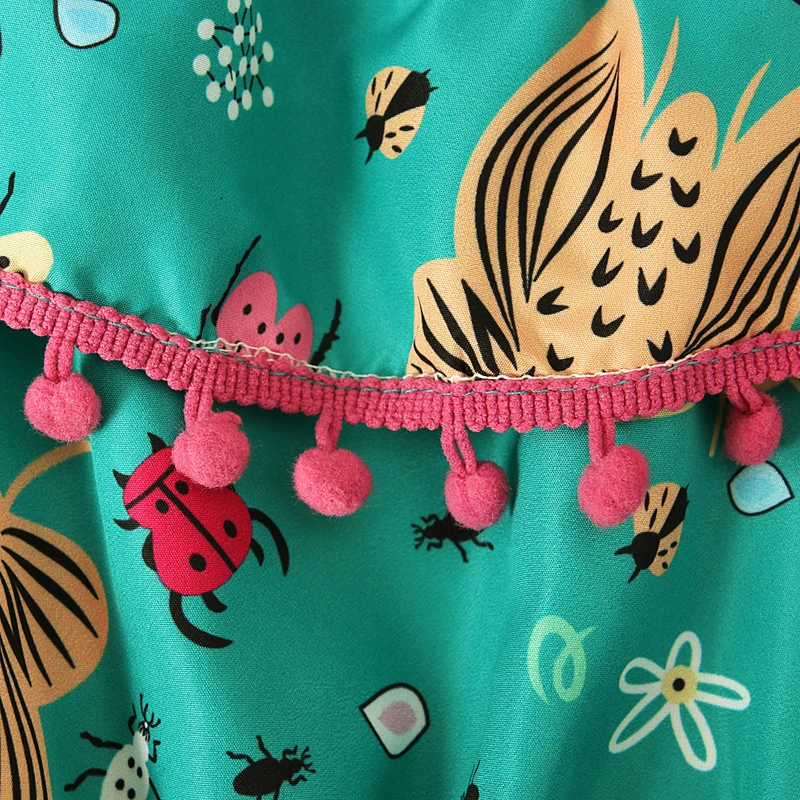 Baby Girls Clothes Toddler Kids Vintage Tassel Romper Green Jumpsuit Cotton Outfits 2019 Summer Clothing | Детская одежда и обувь