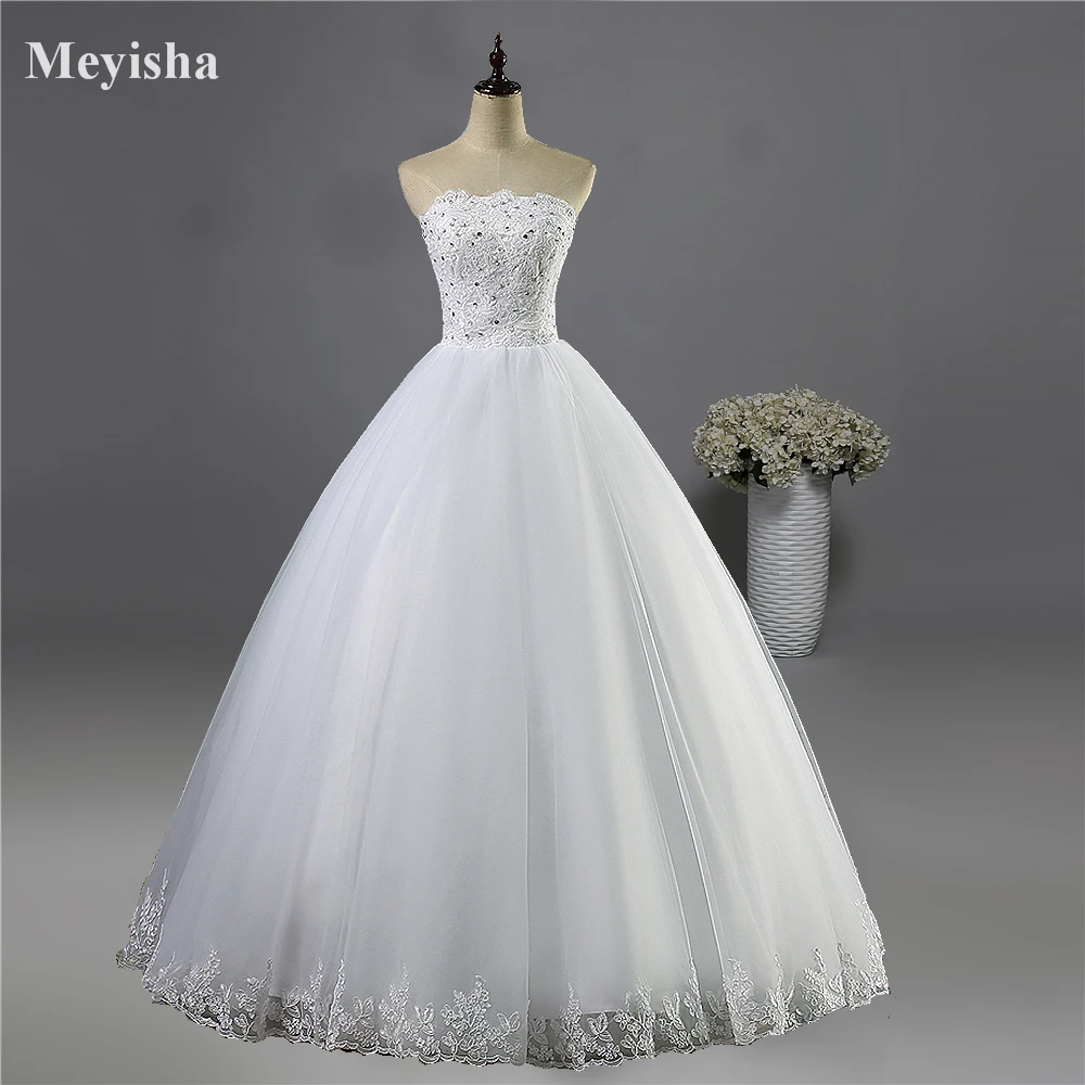 

ZJ9061 Lace Bottom White Ivory Prom Gown Lace Up Back Wedding Dresses 2023 For Bride Gown Vintage Plus Size Customer Made