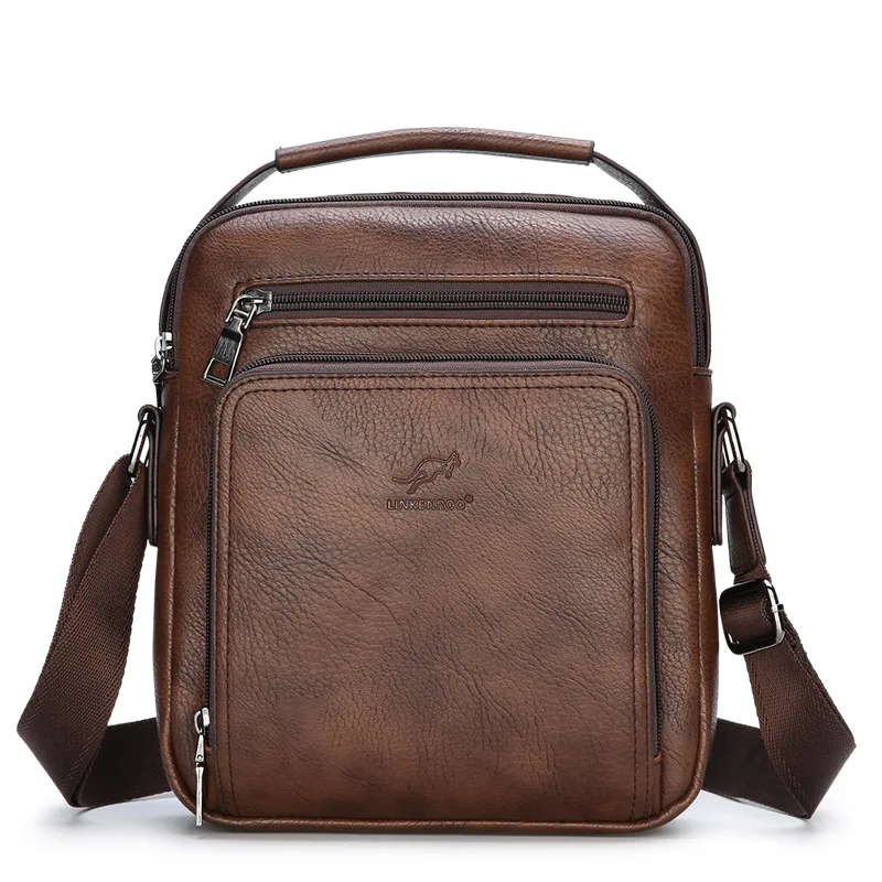 Мужская сумка из натуральной кожи на одно плечо диагональная маленькая в стиле