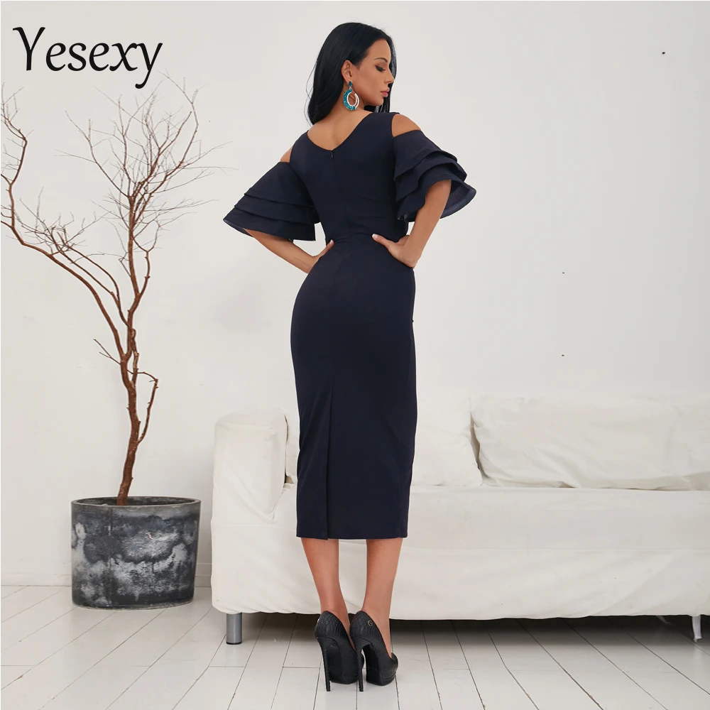 Yesexy 2020 Vestidos Verano сексуальное платье с открытыми плечами глубоким v образным