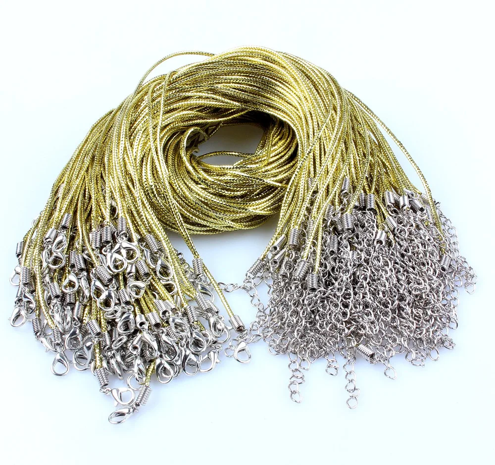 5PCs Gold Fiber Organza Waxen Cords Lobster Clasp Necklaces 43.2cm 17&quot High Quality Fine DIY Jewelry Fashion Findings | Украшения и